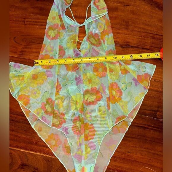 Savage X Fenty Free Spirit Floral Mesh Teddy Orange Size Medium - Picture 6 of 16